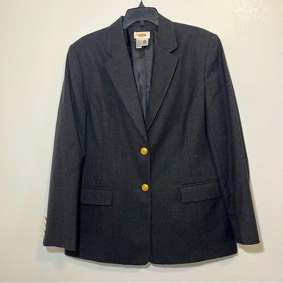 Vintage Talbots Dark Gray Pure Wool Blazer - Picture 1 of 10